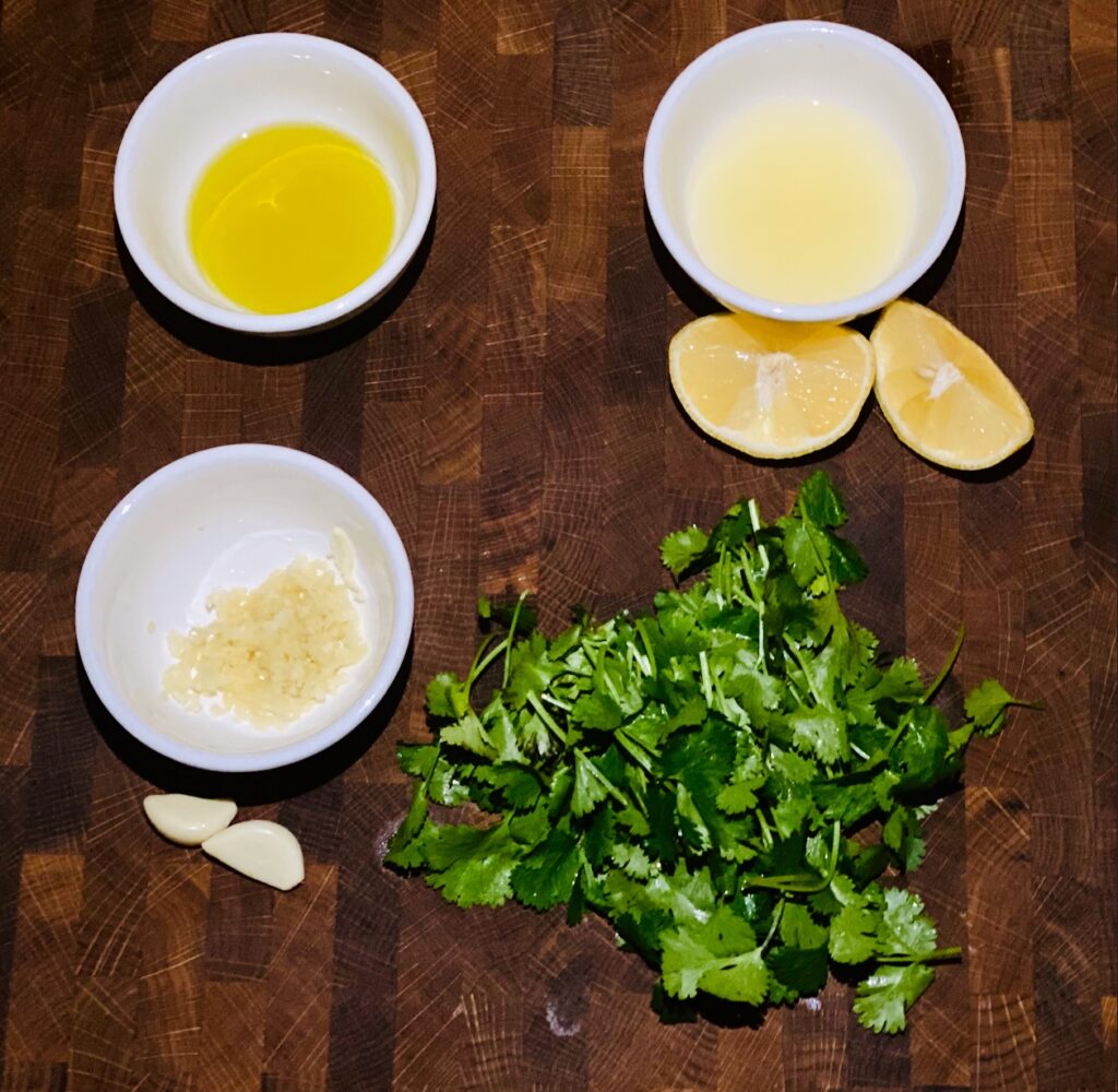olive oil lemon garlic coriander cilantro