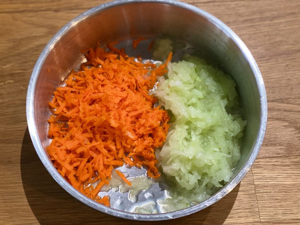 grated carrot and cucumber