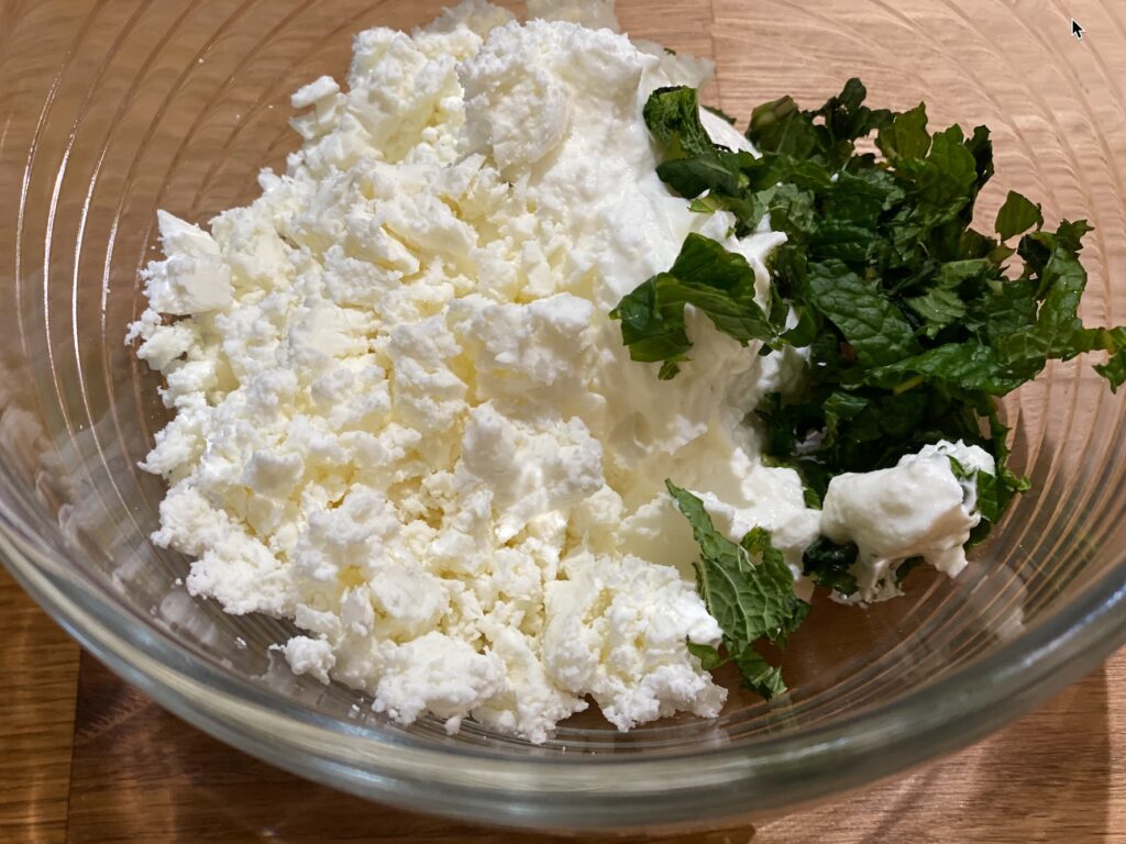 feta yogurt and chopped mint