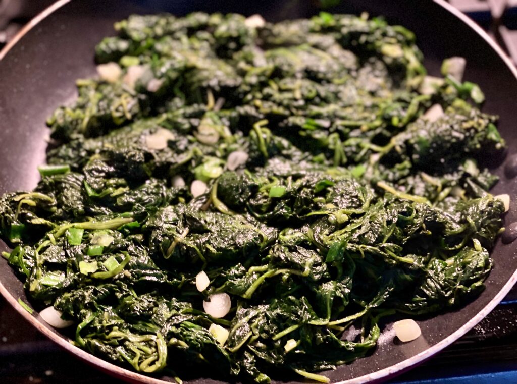 sautéed spinach and green onions